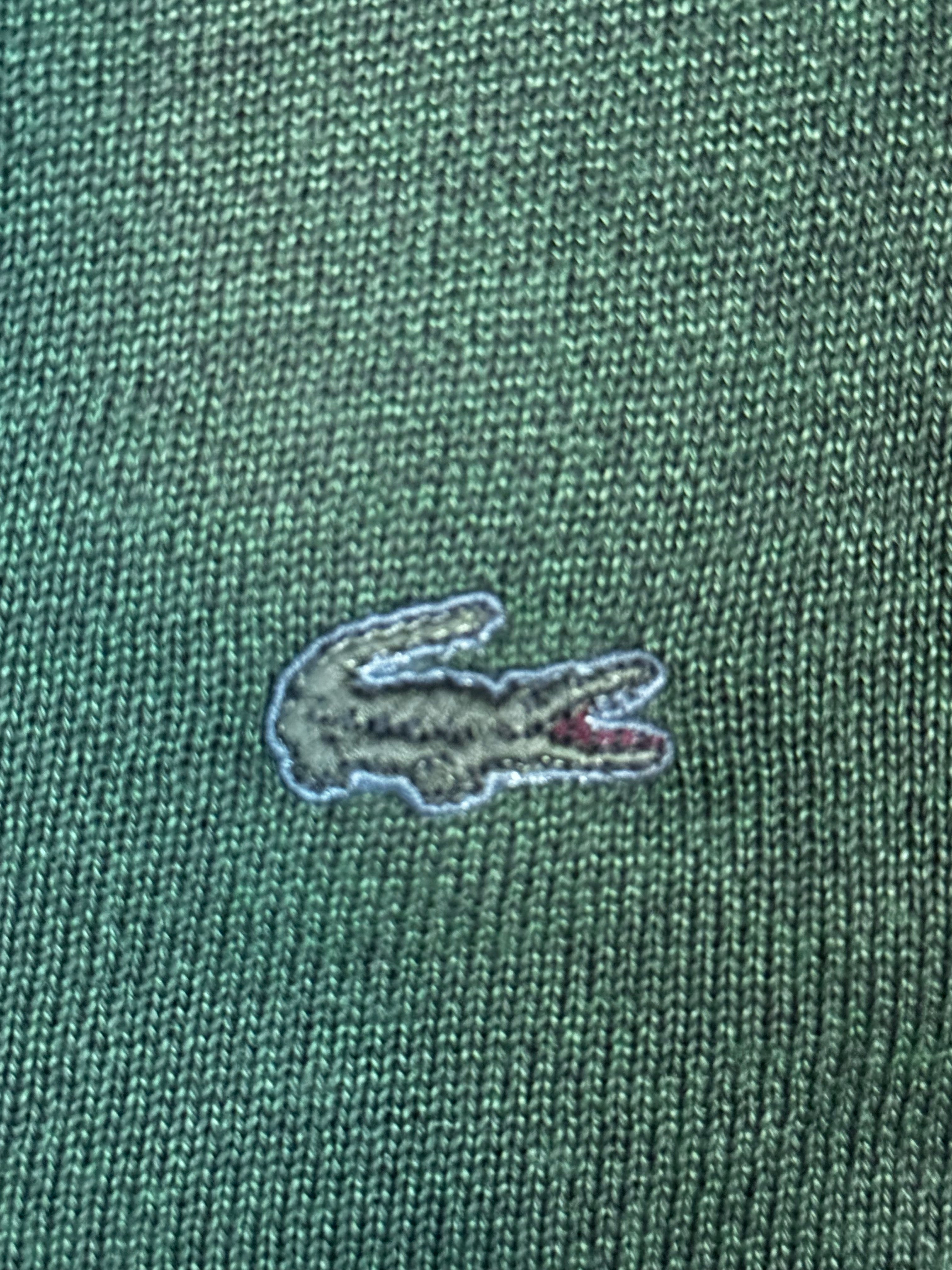 Vintage Lacoste Sweatshirt in Dunkelgrün, Größe L, mit Krokodillogo.