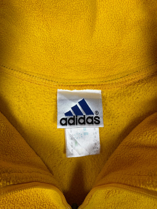 Adidas Vintage Fleece in Gelb-Schwarz Größe S mit Labelansicht.