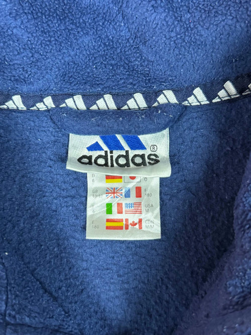 Dunkelblaue Adidas Fleecejacke, Größe L, Vintage-Stück.