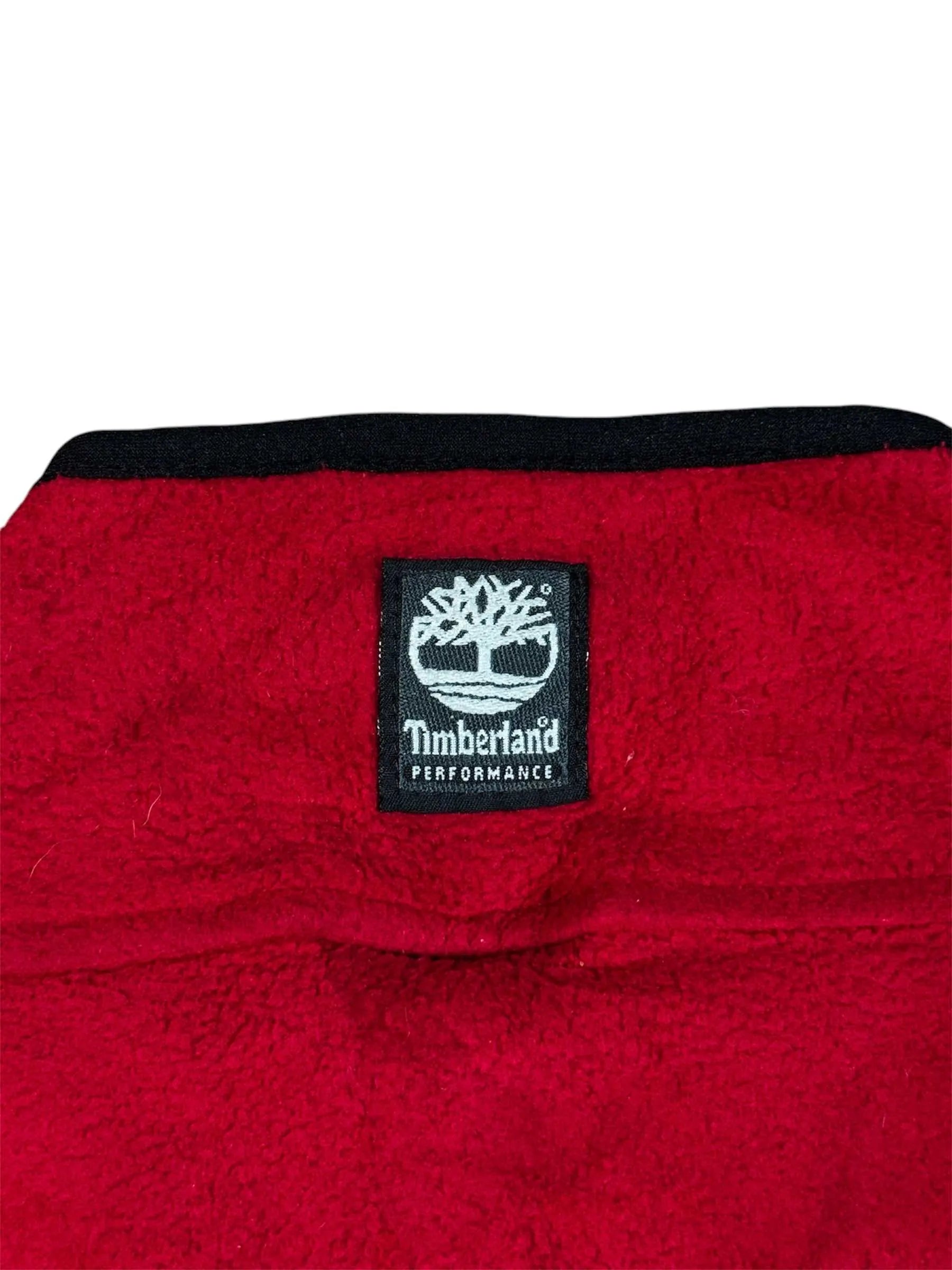 Timberland Fleecejacke in Rot und Schwarz, Größe S, atmungsaktiv und ideal für Outdoor-Aktivitäten.