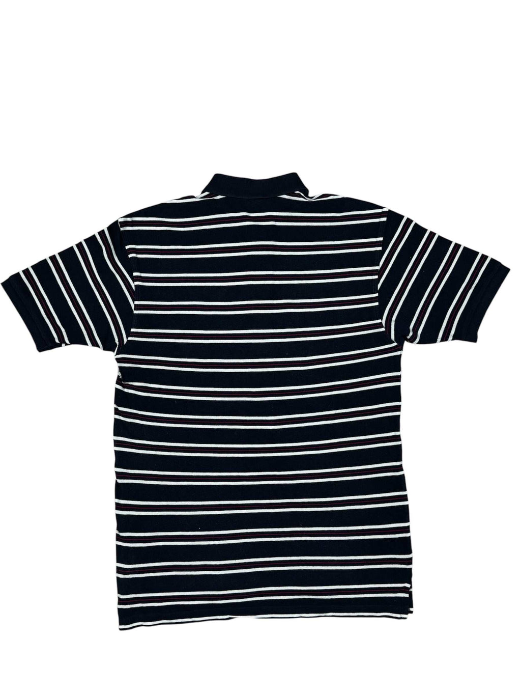 Ralph Lauren Poloshirt in marineblau mit weißen und roten Streifen, Größe L.