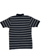 Ralph Lauren Poloshirt in marineblau mit weißen und roten Streifen, Größe L.