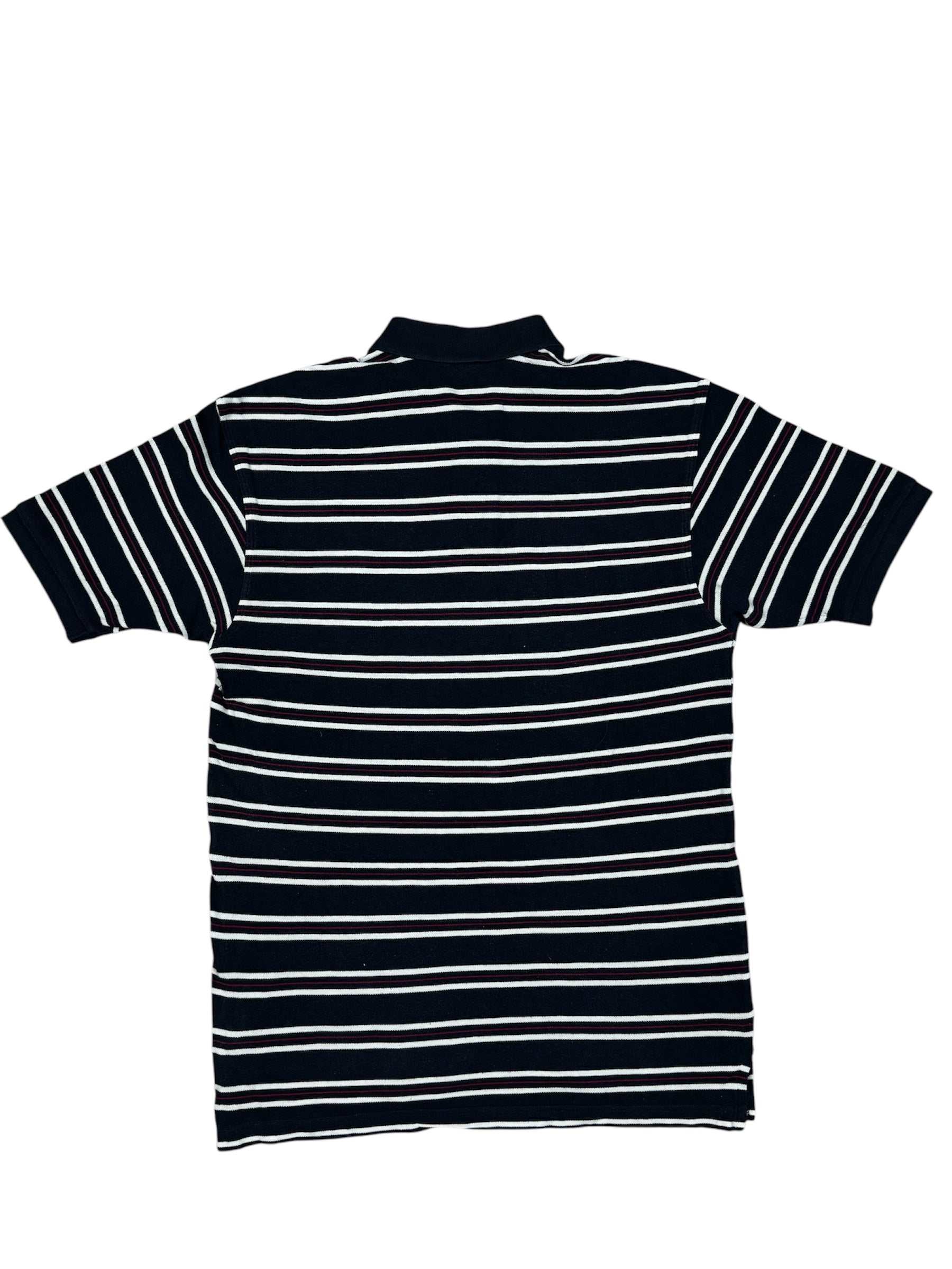 Ralph Lauren Poloshirt in marineblau mit weißen und roten Streifen, Größe L.