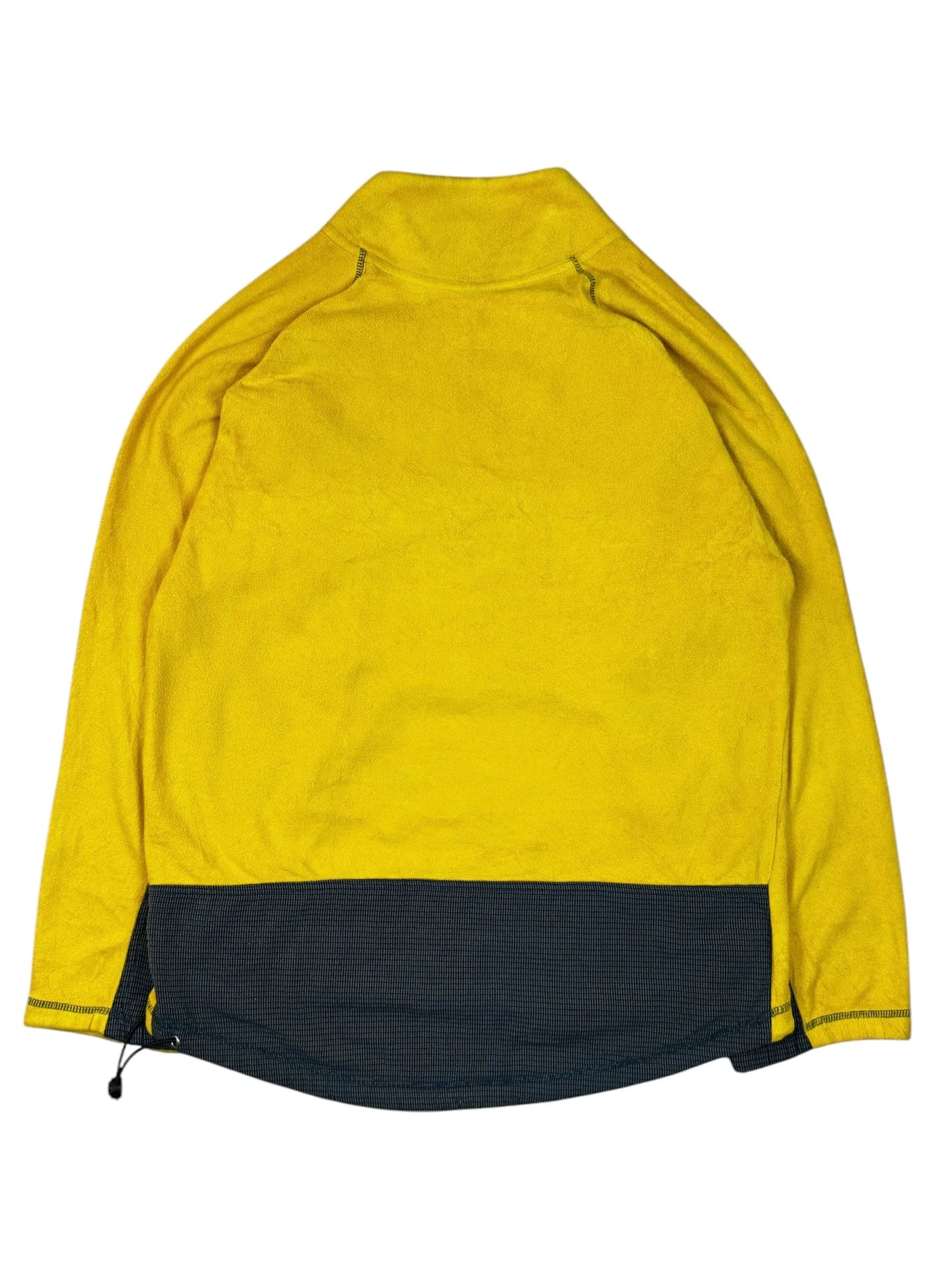 Gelb-schwarzer Adidas Vintage Fleece in Größe S, Rückansicht.
