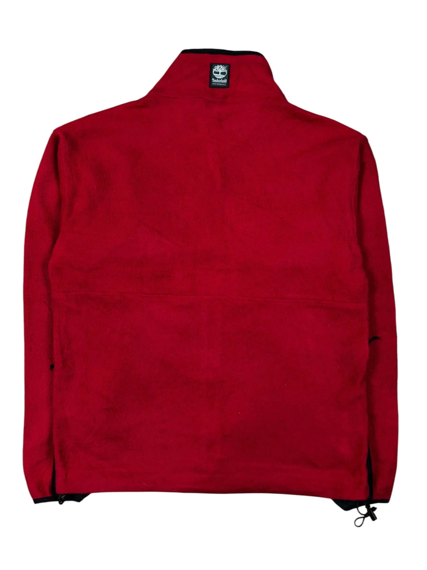 Timberland Fleecejacke in Rot und Schwarz, Größe S, perfekt für Outdoor-Aktivitäten.