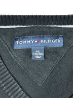 Tommy Hilfiger Sweatshirt in Schwarz mit grau- und weinrotkariertem Muster, Größe XXL.