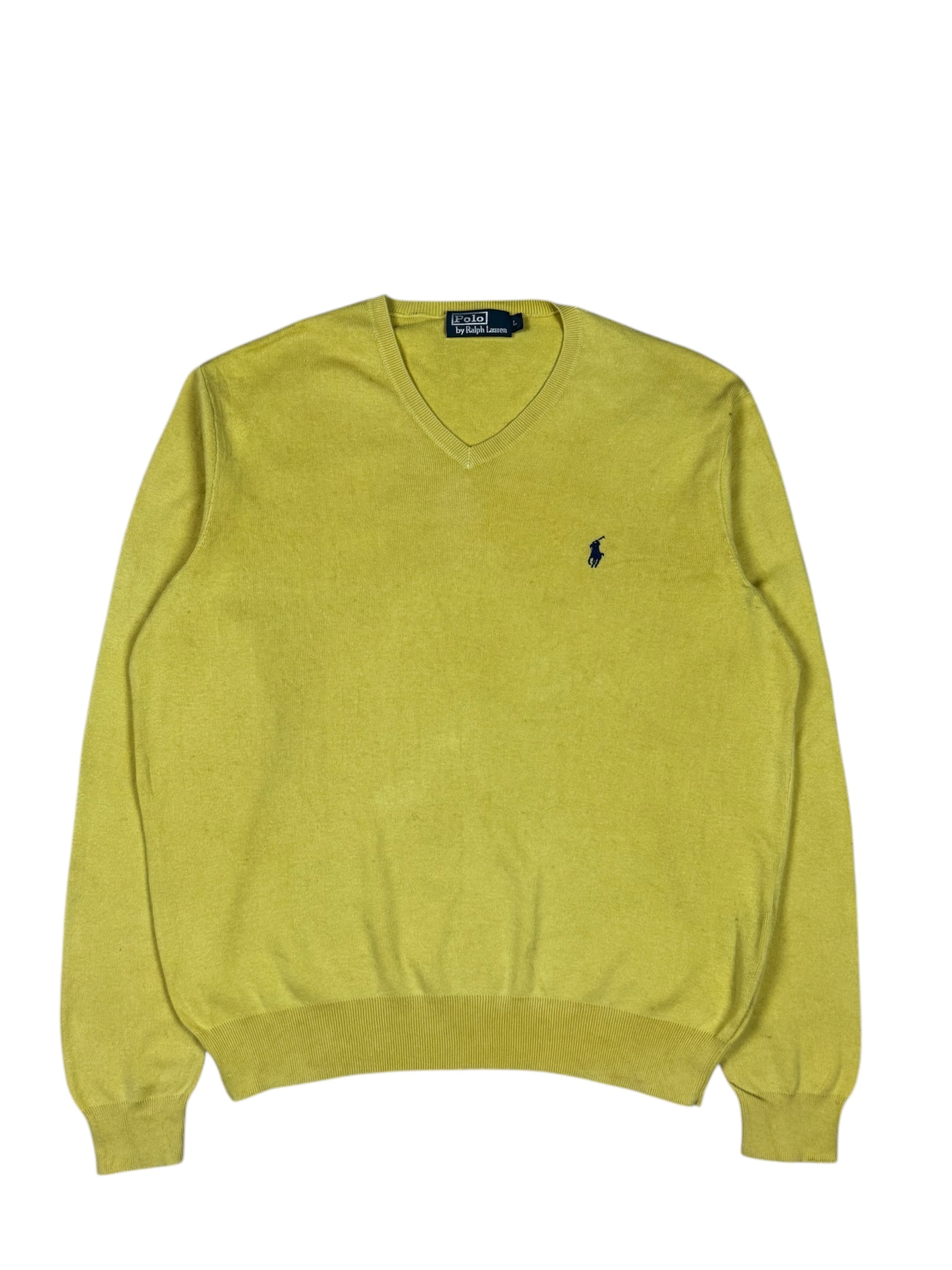 Gelbes Ralph Lauren Sweatshirt, Größe L, für sportliche und entspannte Looks.