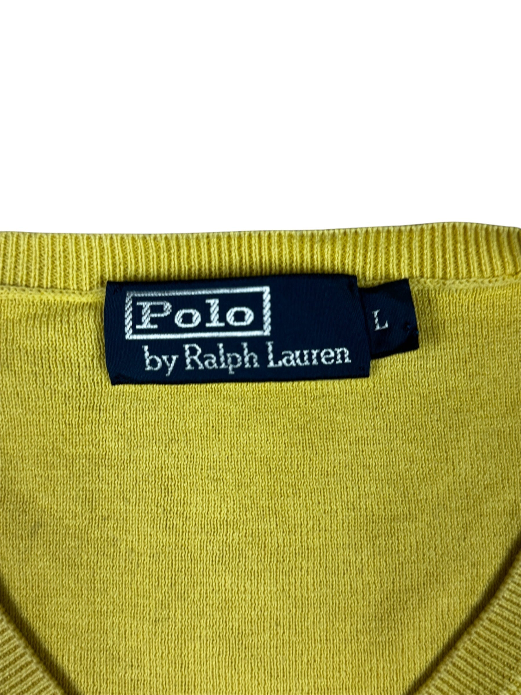 Gelbes Ralph Lauren Sweatshirt, Größe L, sportlich und hochwertig.