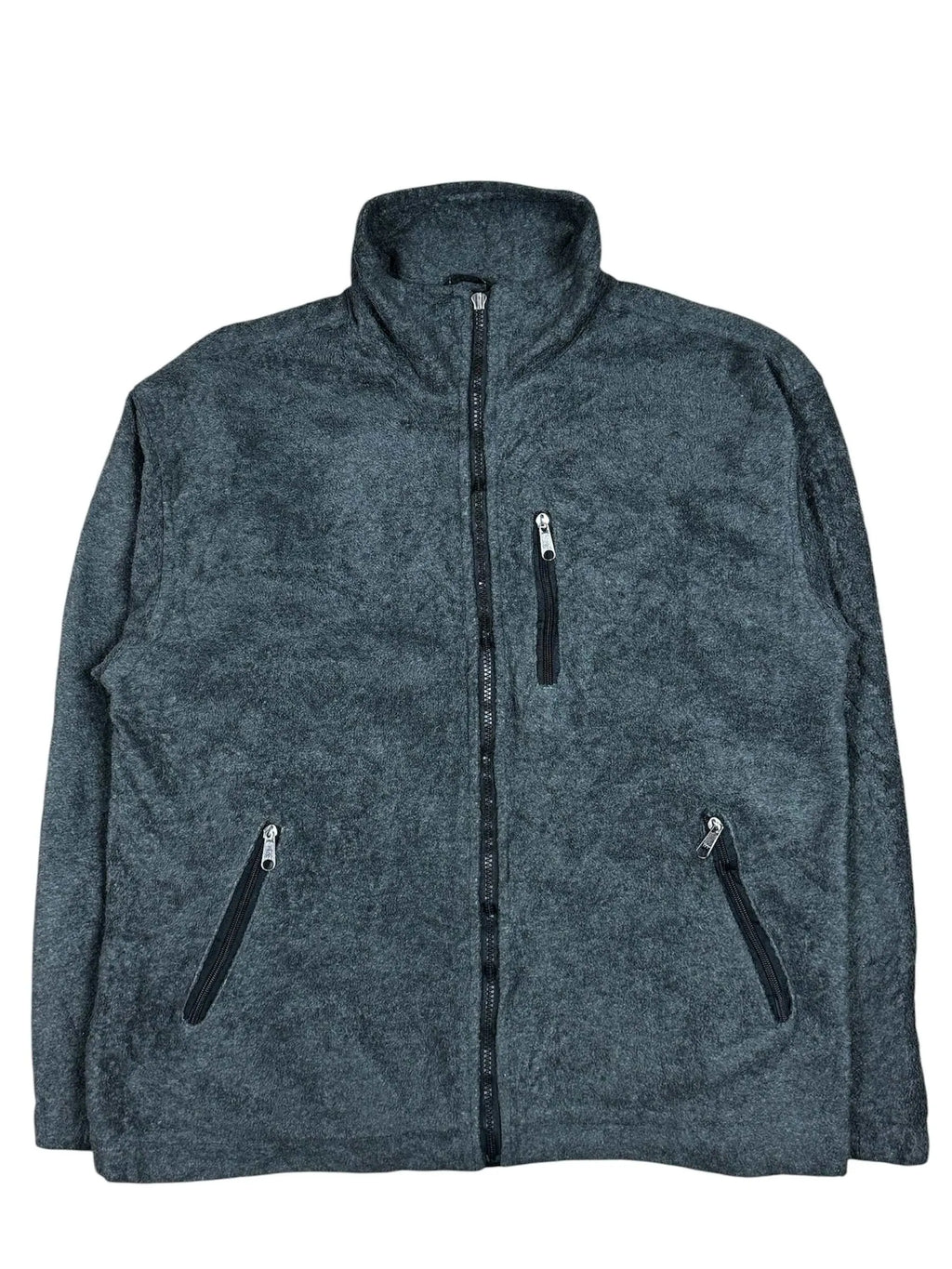 Graue Timberland Fleecejacke in Größe M, ideal für Kälteschutz und Outdoor-Aktivitäten.