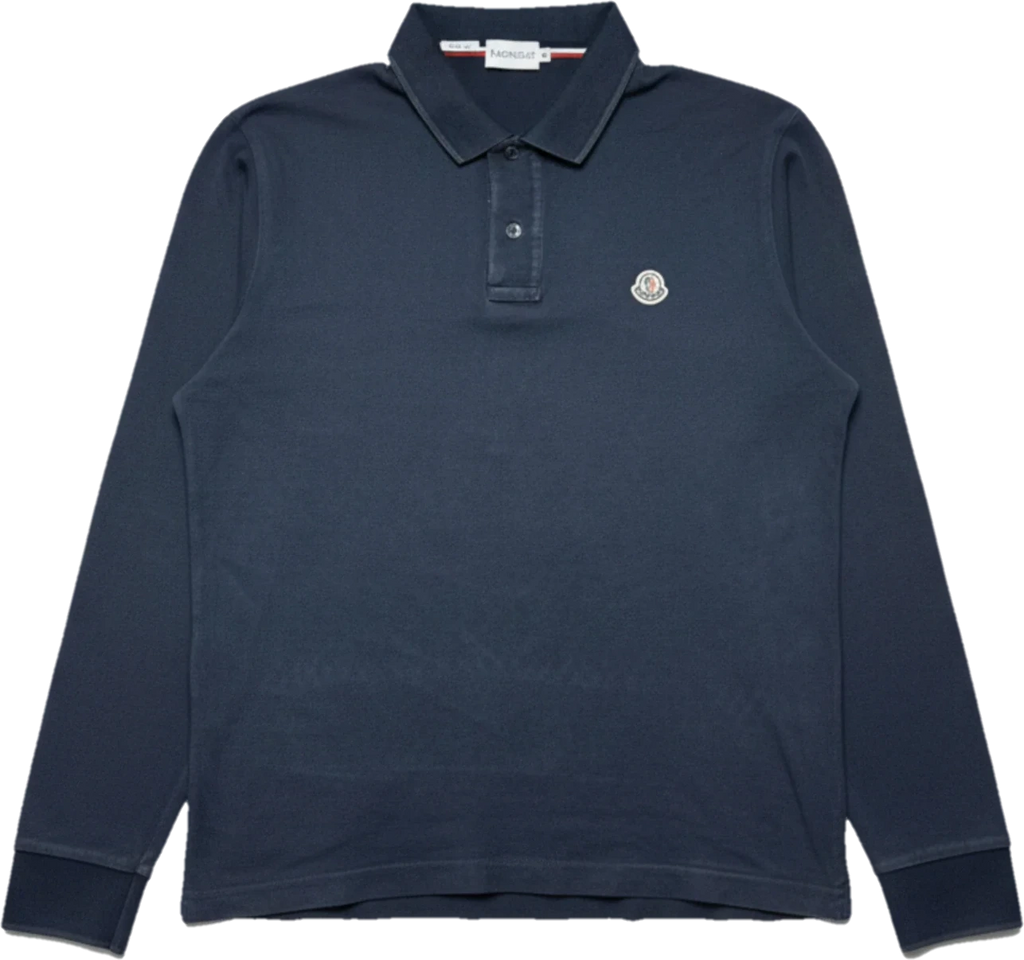 Polo vintage Moncler à manches longues bleu foncé Taille M