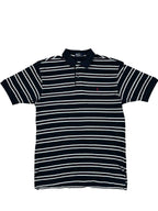 Ralph Lauren Poloshirt in marineblau, weiß und rot gestreift, Größe L, zeitloser Stil und Eleganz.