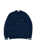 Dark blue Lacoste sweatshirt, size XL, with classic branding.