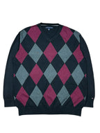 Tommy Hilfiger Sweatshirt, schwarz-grau weinrot kariert, Größe XXL.