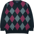 Sweat-shirt vintage Tommy Hilfiger à carreaux noir/bordeaux Taille 2XL