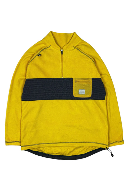 Adidas Vintage Fleece in Gelb/Schwarz, Größe S, Retro-Mode.