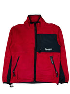 Timberland Fleecejacke rot/schwarz in Größe S für Outdoor-Einsatz, atmungsaktiv und kältebeständig.