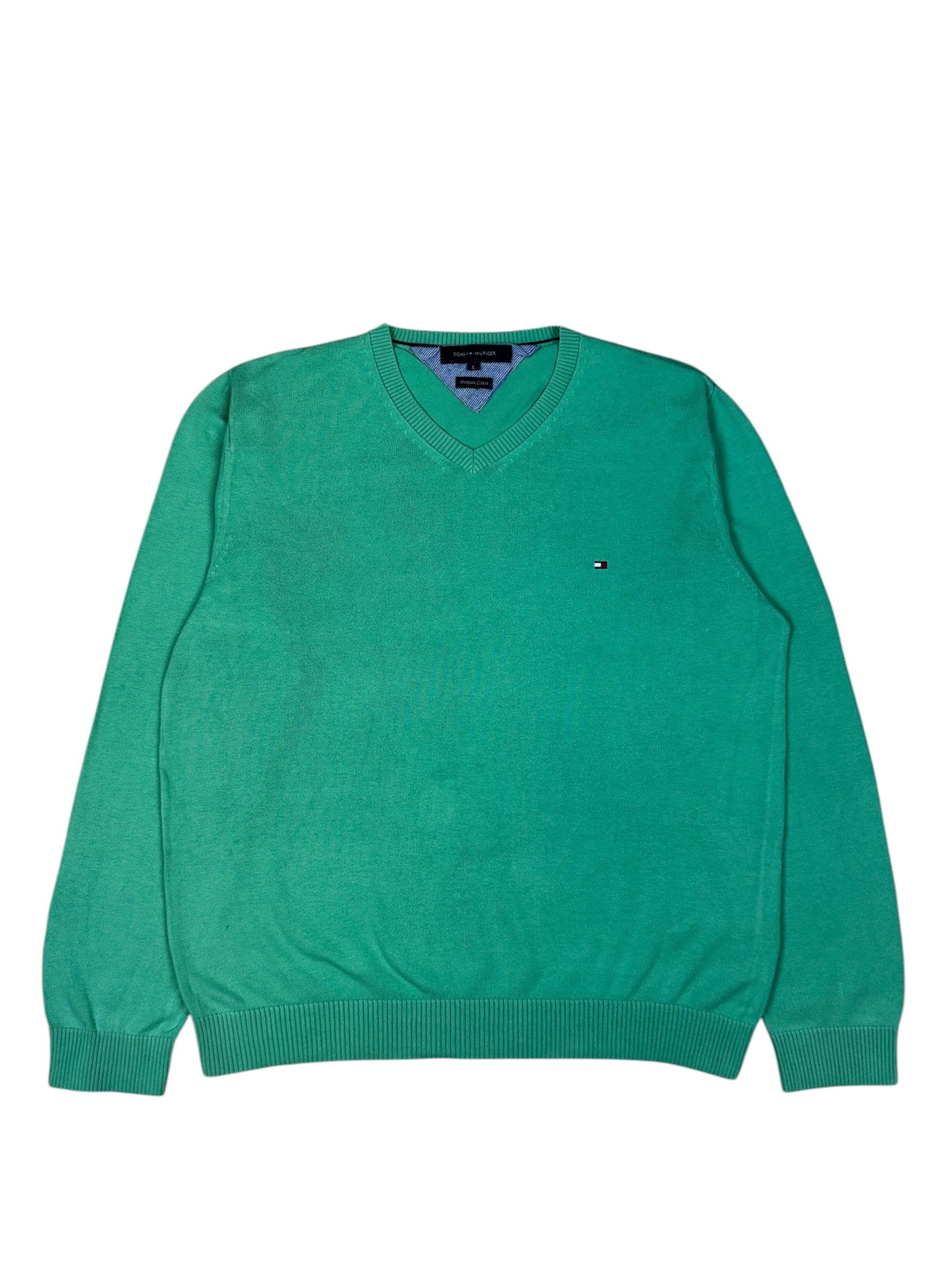 Mint green Tommy Hilfiger sweatshirt, size L, stylish and comfortable.