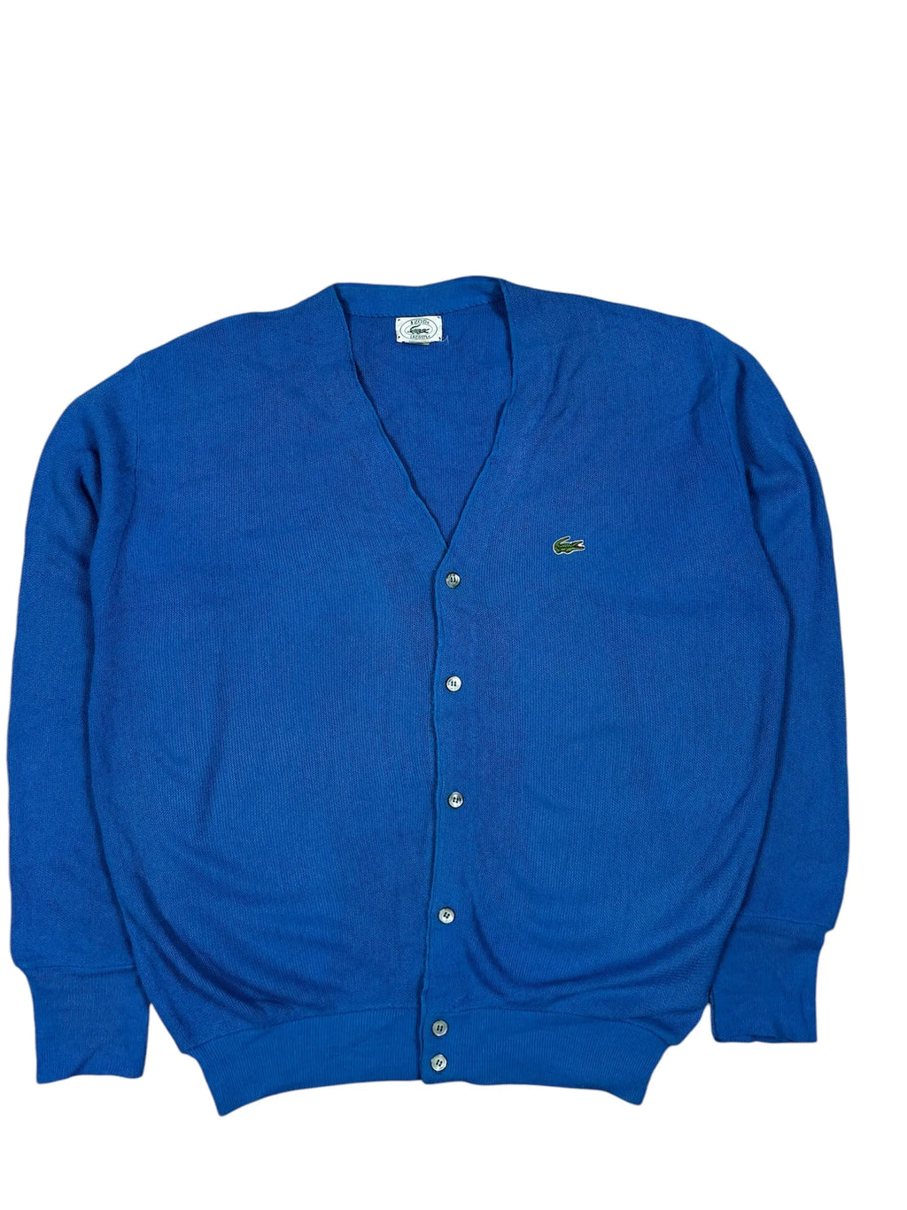 Vintage Lacoste Pullover in Blau, Größe L, klassisches Design.