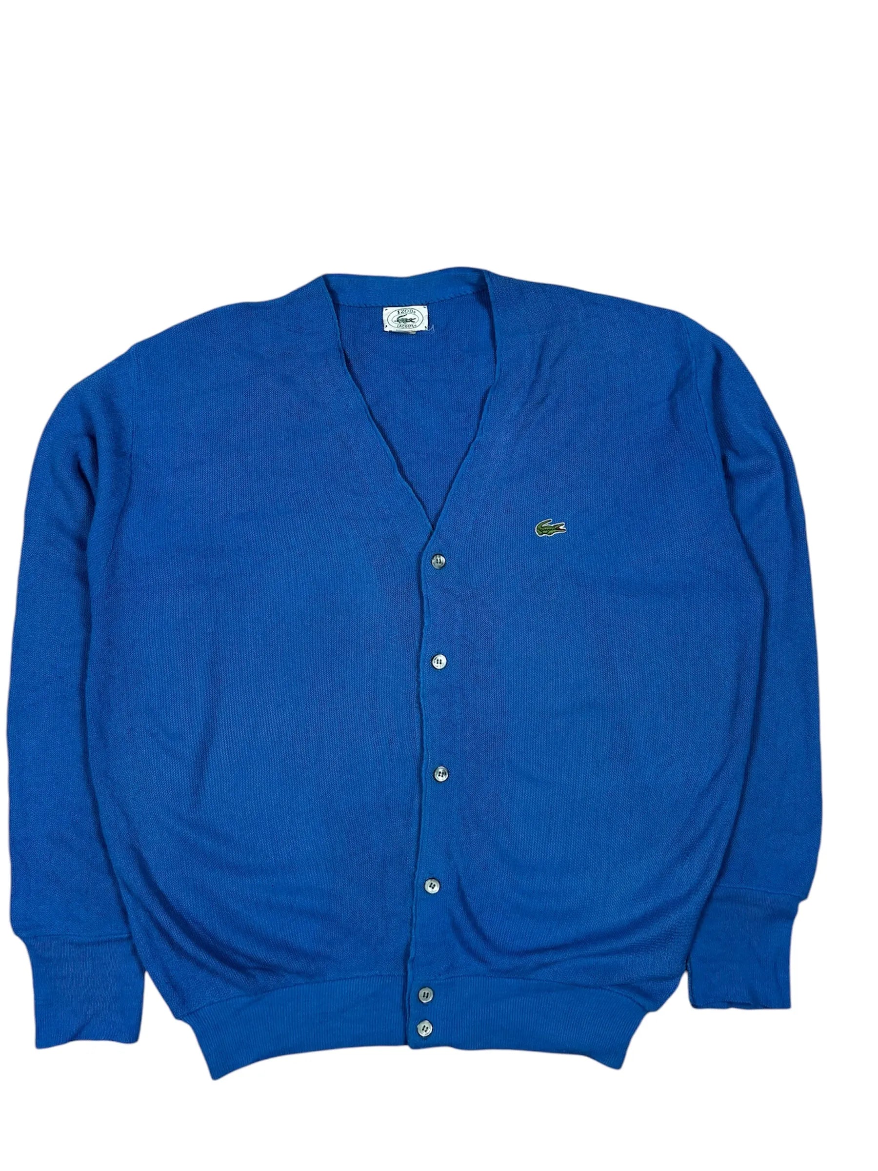 Vintage Lacoste Pullover in Blau, Größe L, klassisches Design.