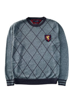 Tommy Hilfiger grey pullover, size M, with diamond pattern design.